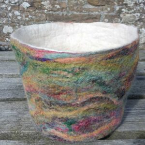 Multicolour Silk bowl made by Gabriele Brown from Hackland Farms